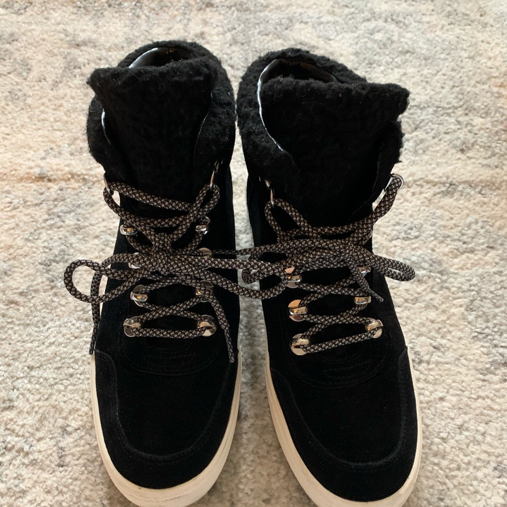 Marc Fisher Black Multisuede Summa high top sneaker